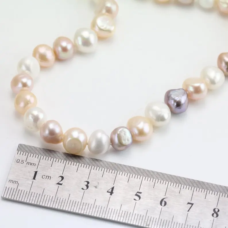 Unique Pearls jewellery Store Baroque Pearl Necklace 10mm Multicolor Irregular Nugget Knotted Women Gift Jewelry | Украшения и