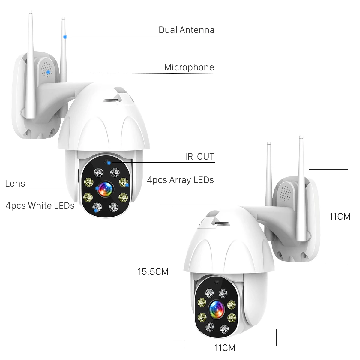 Besder PTZ WiFi камера 2MP с автоматическим отслеживанием, водонепроницаемая камера видеонаблюдения для домашней безопасности, ip-камера для облачного хранения, 4X цифровой зум, скоростная купольная камера
