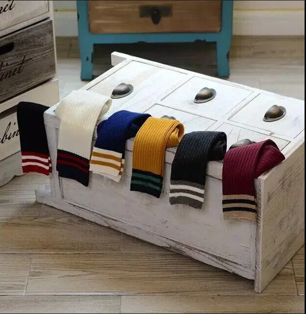 Дети колено высокие носки девочки мальчики футбол в полоску старый белые