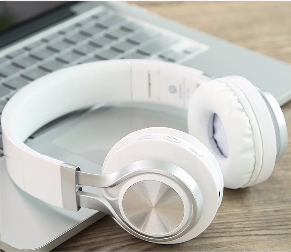 Bluetooth наушники, Ralyin Складные стерео беспроводные Bluetooth наушники на ухо с микрофоном и регулятором громкости, беспроводной