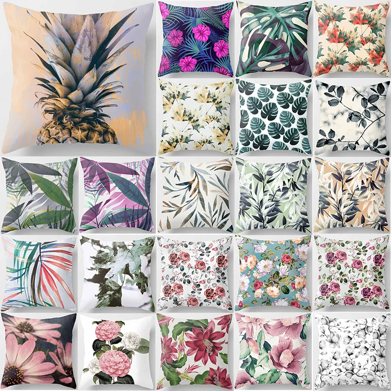 Tropical plants pineapple thick pillow case flower double sides pattern pillow cover mandala beauty square pillow case 45*45