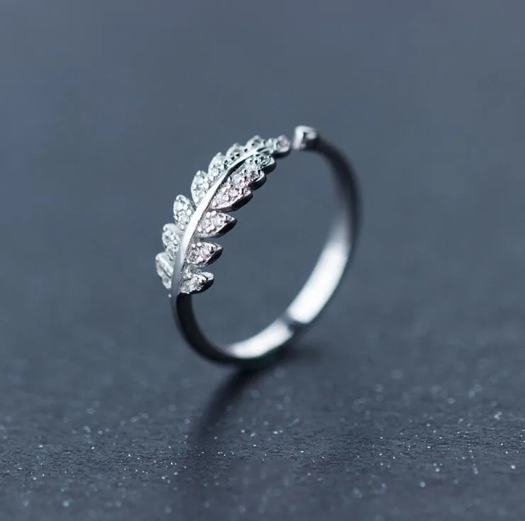 Jisensp Wedding Elegant Crystal Rings Leaf Engagement Cubic Zircon Ring Fashion New Brand Bijoux for Women Party Jewelry | Украшения и
