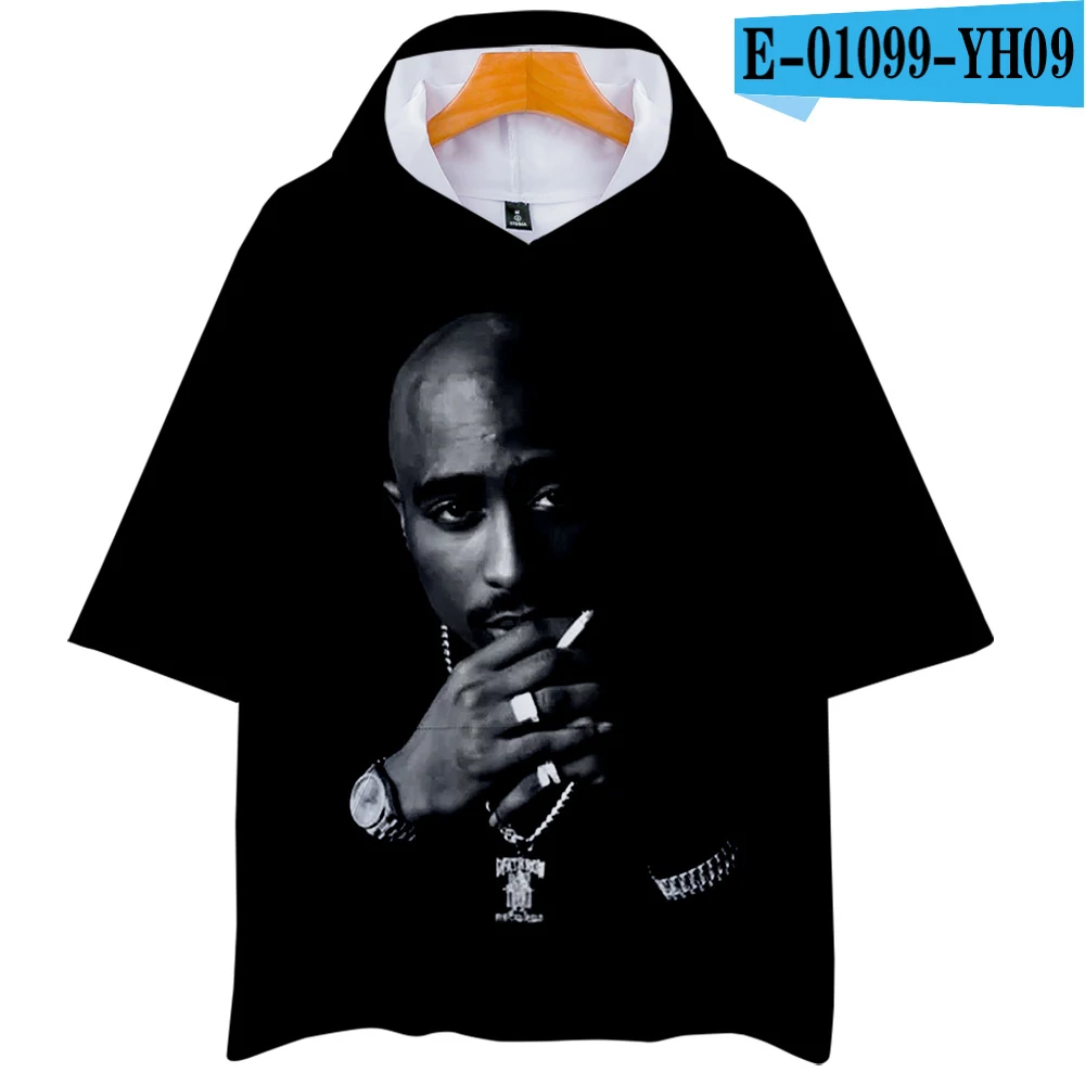 one LUCKYFRIDAY 2Pac Rapper мужские футболки 3D Повседневная летняя модная футболка с коротким рукавом и капюшоном Harajuku уличная одежда в стиле хип-хоп - Цвет: one