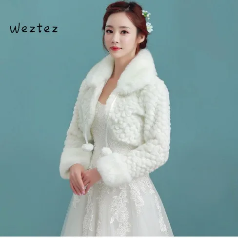 

Bridal Jackets Married Outerwear Bride Cape Autumn Winter Jacket Fur Shawl Wedding Wrap Women Winter Long Sleeve PJ58