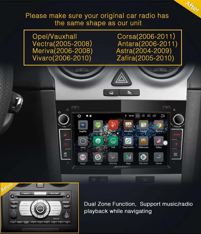 Pumpkin 2 Din7&quotAndroid 8.0 Car Multimedia No DVD Player GPS Navigation 4GB RAM Stereo For Opel/Corsa Wifi FM Radio Headunit |