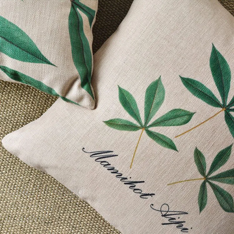 Декоративные Чехлы хлопковый льняной Кантри стиль натуральный зеленый листья