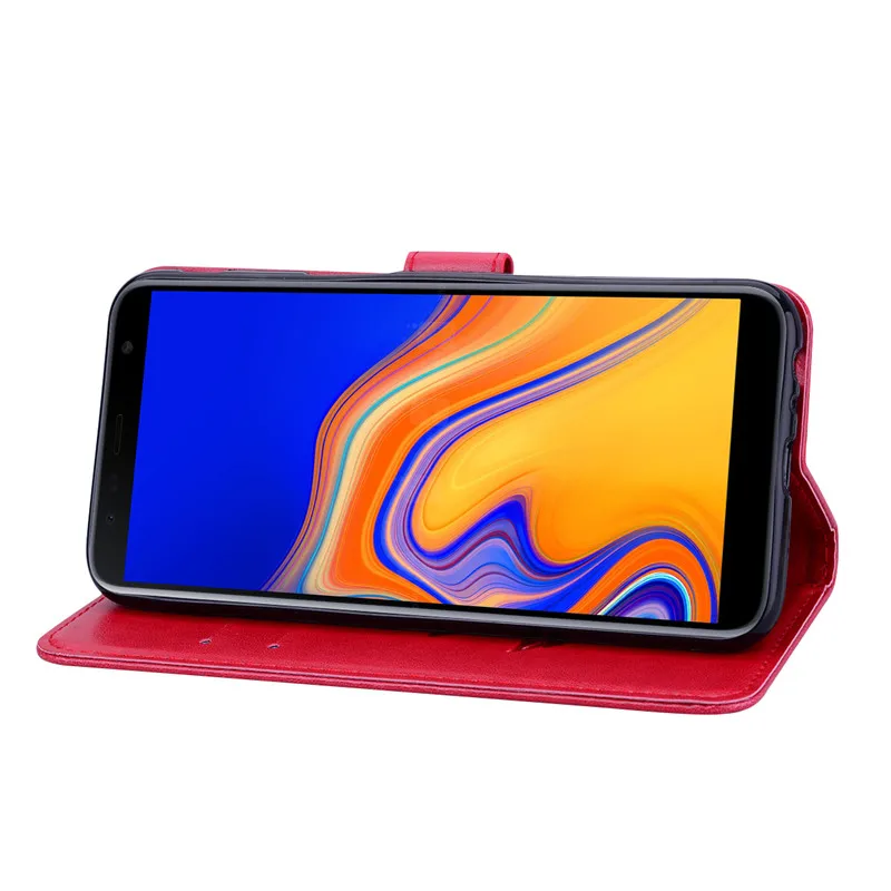 Кожаный чехол для Samsung J6 Plus чехол-бумажник с откидной крышкой Galaxy J6Plus 2018 + J 6 J600F J610F