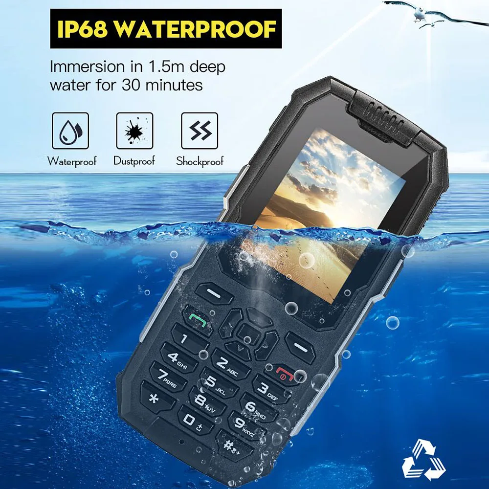 SNOPOW M2 плюс IP68 водонепроницаемый ударопрочный мобильный телефон 2 4 дюймов MT6737V