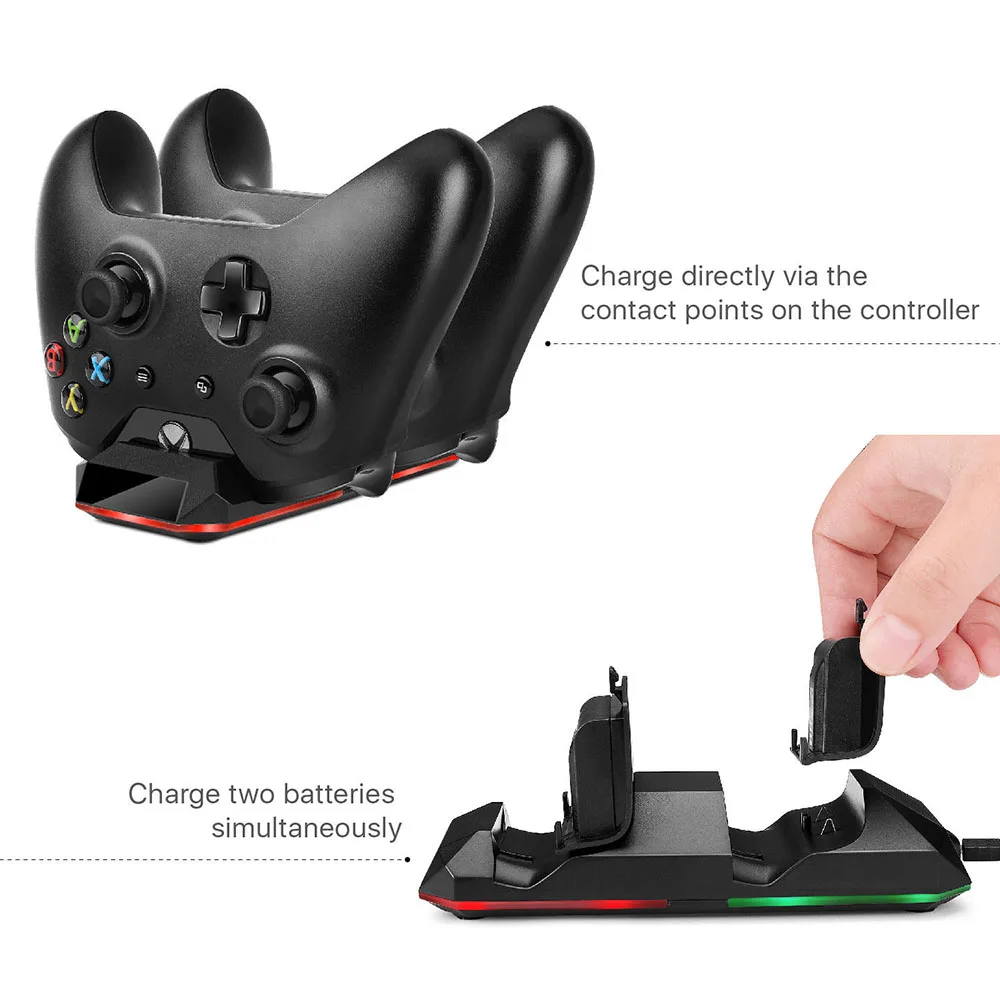 OSTENT двойная зарядная станция Док-станция+ 2 батареи для Xbox One/S/X контроллер