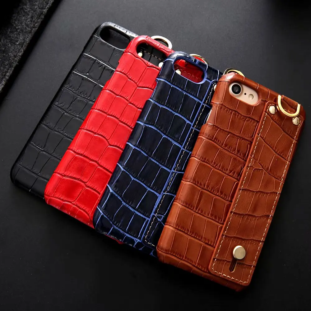 Роскошный чехол из натуральной кожи для iPhone XR XS Max X крокодиловой с петлей 6 6s 7 8 Plus
