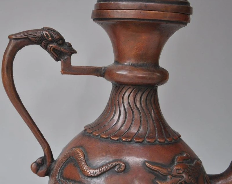 SCY 11 &quotКитайская Классическая Бронзовая статуя животного дракона удачи чайный