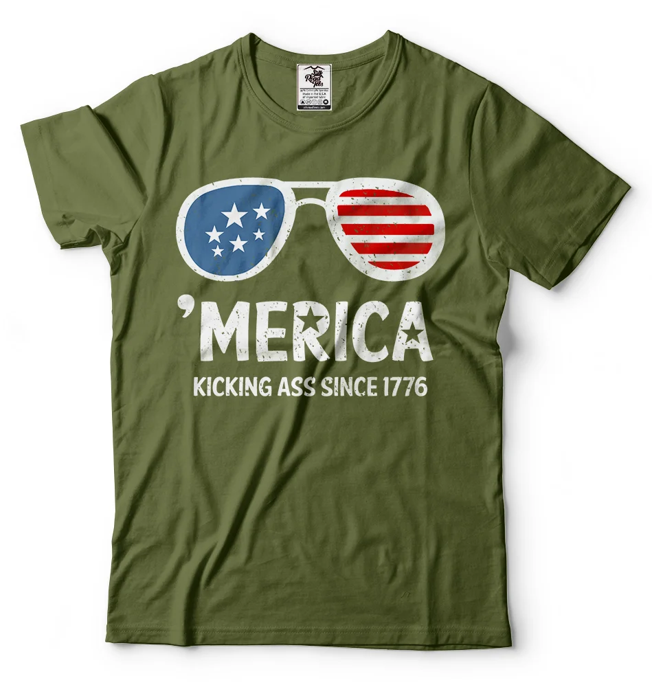 

4th of July T-shirt 'Merica Kicking Since 1776 Patriotic Shirt USA T-shirt