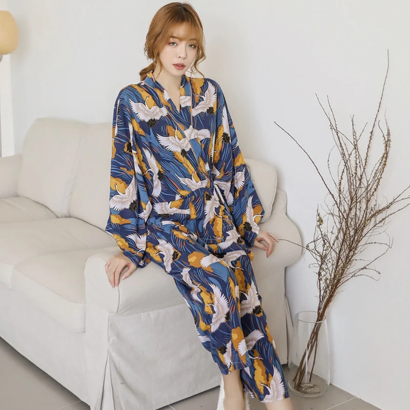

BZEL 2019 Cotton 2 Pieces Pajamas Sets Women Sexy Sleepwear Long Sleeve Nightwear V-neck Pijama Femme Lingerie Underwear Pyjamas