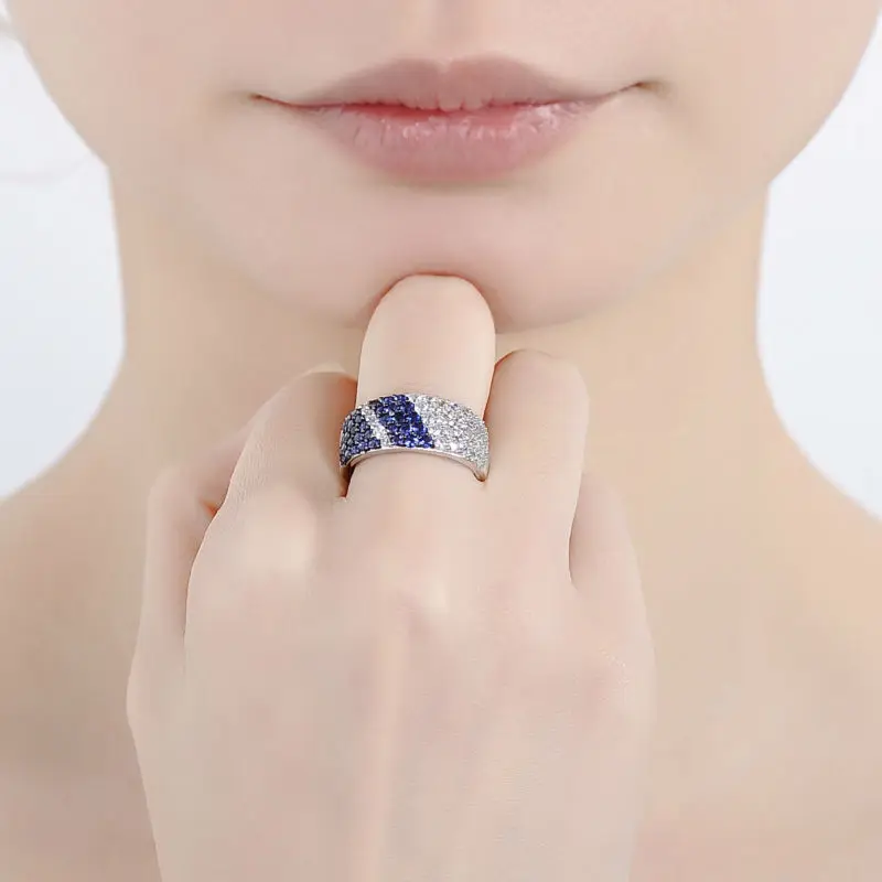 SANTUZZA серебряное кольцо для женщин, 925 пробы, серебряное модное круглое кольцо для женщин, кольцо с кубическим цирконием, вечерние ювелирные изделия