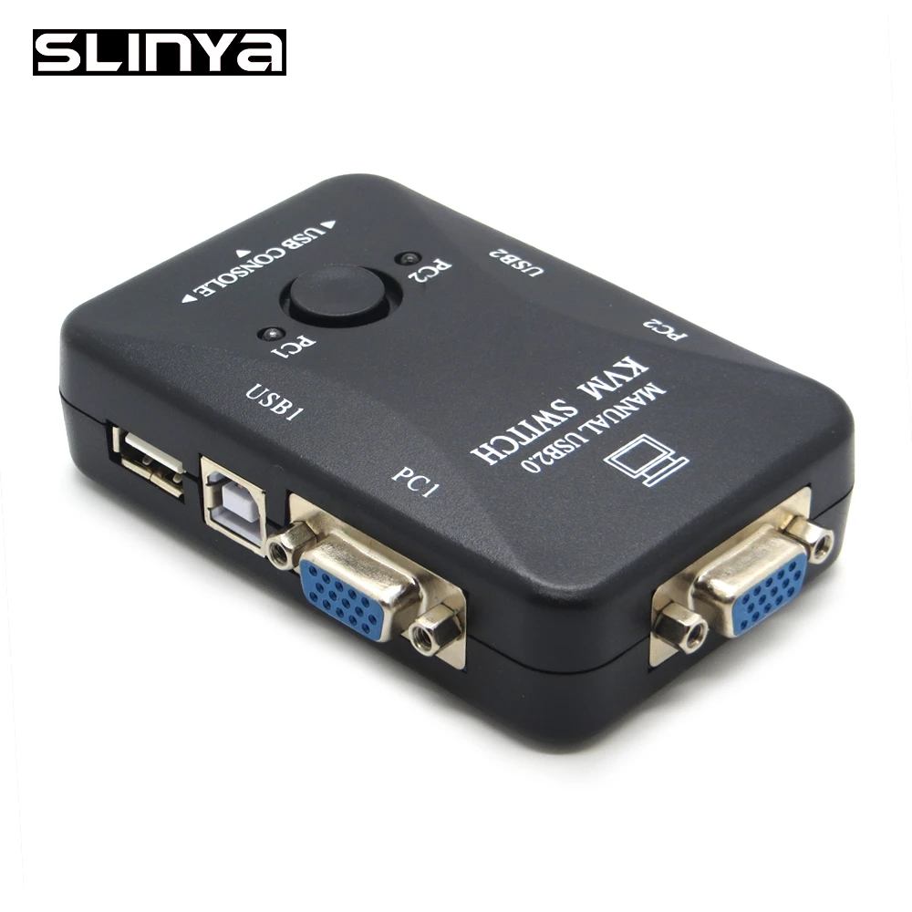 KVM переключатель с 2 портами USB коммутатор SVGA VGA для ПК клавиатуры мыши до 1920x1440|usb
