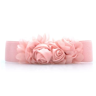 EL04 pink Удивительная Мода двойной цветок розы пряжки эластичный пояс талии леди пояс - Цвет: EL04 pink