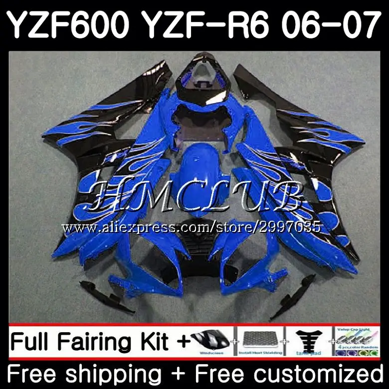 

Body For YAMAHA YZF R 6 YZF 600 YZF-600 YZF R6 2006 2007 Frame 16HC.19 YZF-R6 06 07 YZF600 YZFR6 Black blue 06 07 Fairing Kit