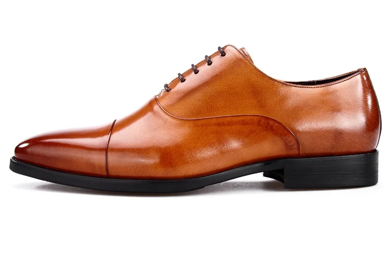 Модные черные/коричневые классические туфли из натуральной кожи мужские