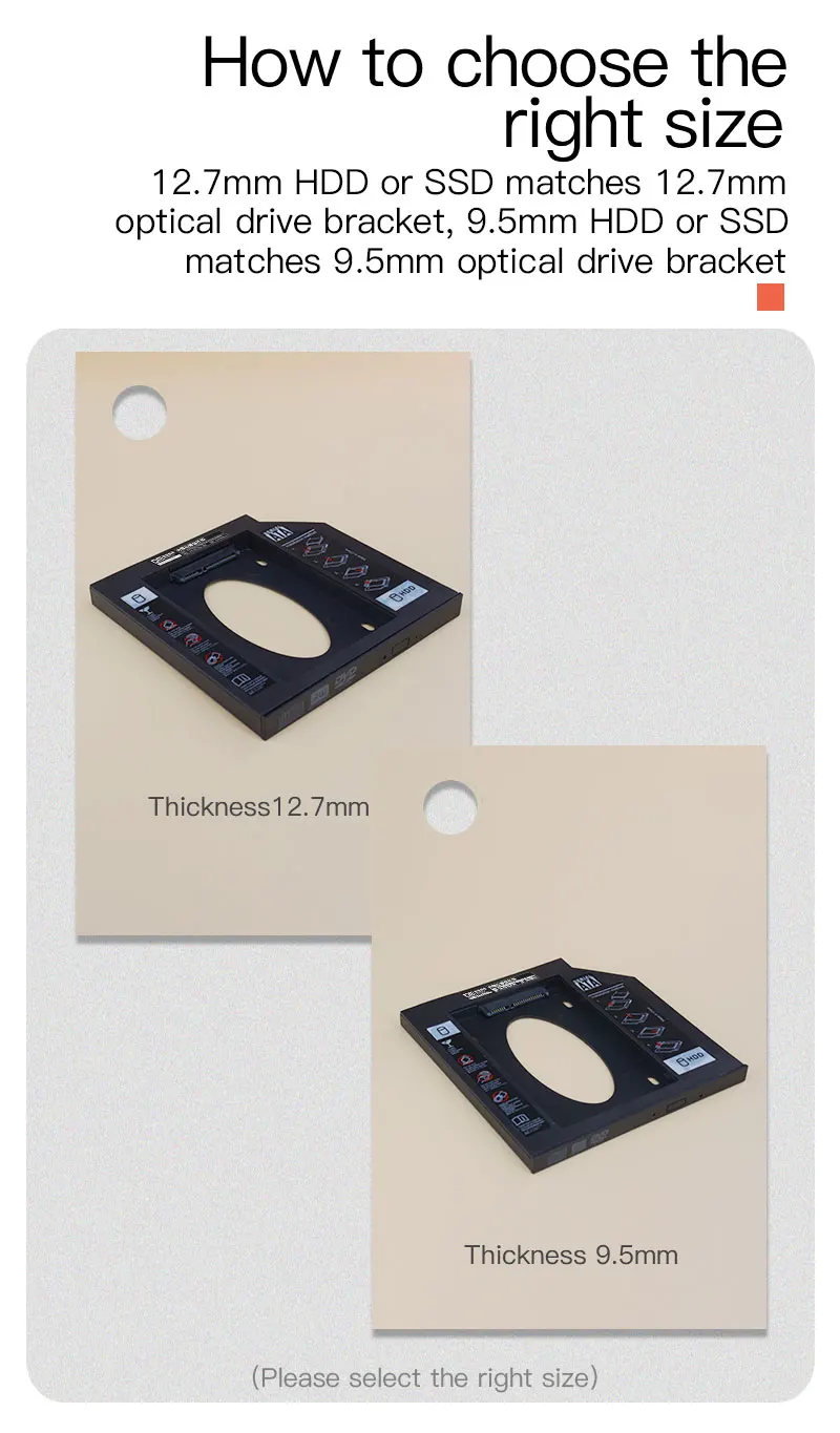 DM SSD адаптеры DW127 12,7 мм Пластик Optibay SATA 3,0 коробка для жесткого диска корпус DVD адаптер 2,5 SSD 2 ТБ для ноутбука CD-ROM