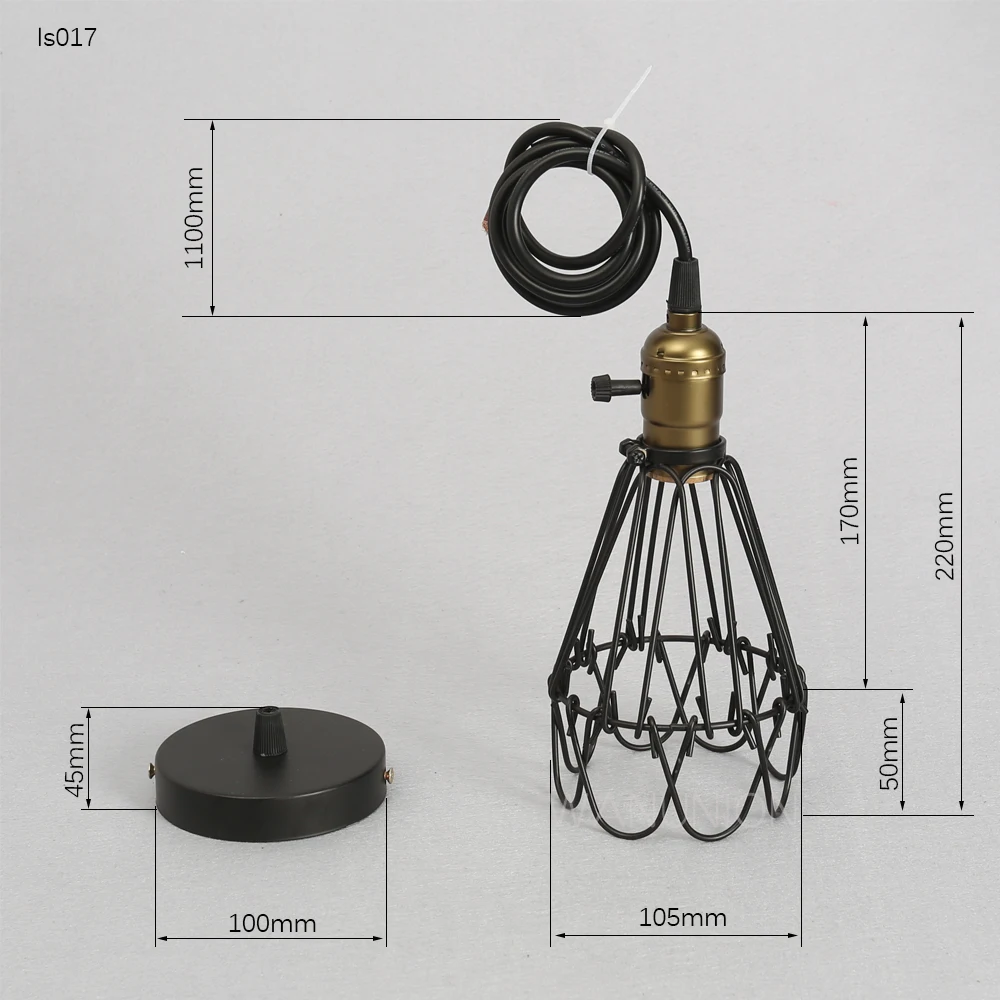 

FRLED Fashion Vintage Wire Lamp Cage DIY Lampshade Industrial Lamp Guard Cage Lamp Shade Guard Classic Black Nordic Bulb Cover
