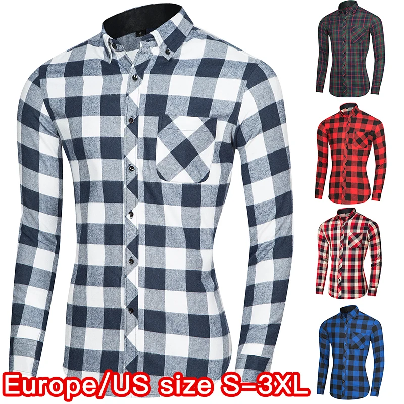 

MACROSEA New Arrival Men's Spring Autumn Casual Plaid Shirts Male Turn- down Collar Social Shirt Men Smart Casual Shirts QS
