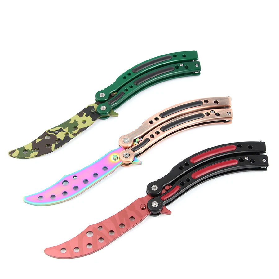 Игровой нож с тупым лезвием без края, тренировочный нож-бабочка, Balisong, тренировочный карманный нож CS GO Karambit