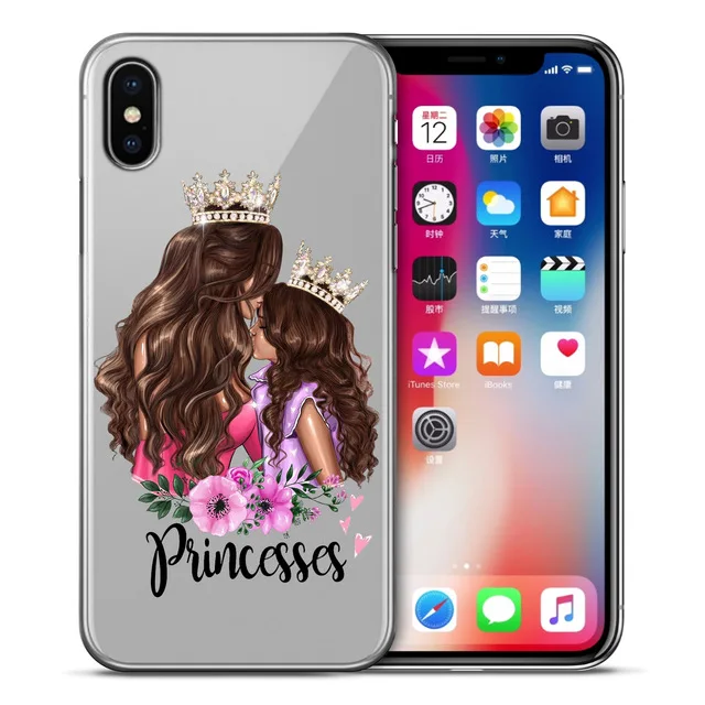 Мода для девочек супер мама ребенок папа чехол телефона iPhone XS Max XR X 7 6s 8 Plus 5S SE