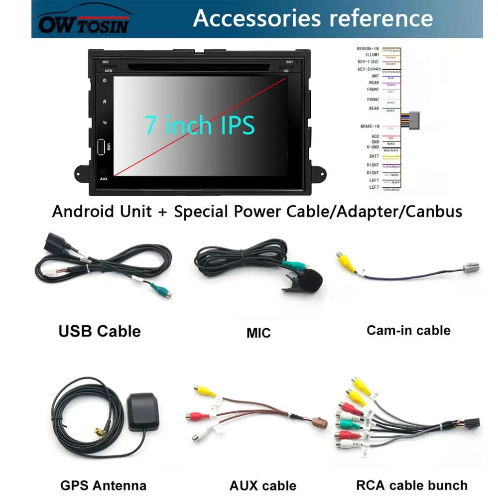 Автомобильный DVD плеер 7 дюймов IPS 1024*600 8 ядер 4 Гб + 64 ГБ Android 9 0 для Ford F150 Mustang