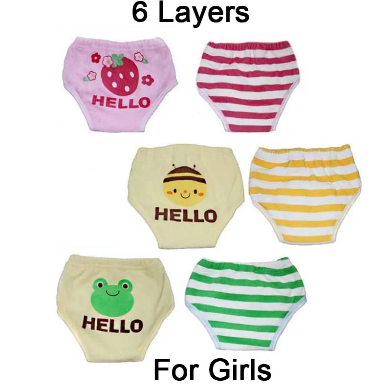 6Layer Girl(Random) 1 шт., Многоразовые Детские тренировочные штаны, детские трусики для маленьких девочек и мальчиков, нижнее белье для новорожденных, недорогое нижнее белье - Цвет: 6Layer Girl(Random)
