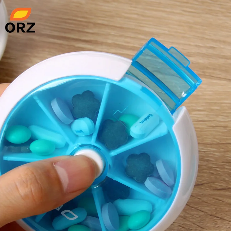 ORZ портативный футляр для таблеток ежедневный вращающийся чехол органайзер