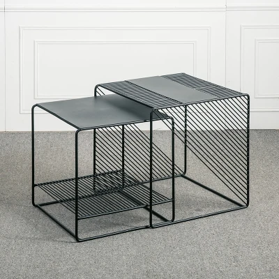 black 1 set Минималистичный столик из кованого железа, простой современный журнальный столик, скандинавский диван, угловой столик, креативный маленький столик - Цвет: black 1 set