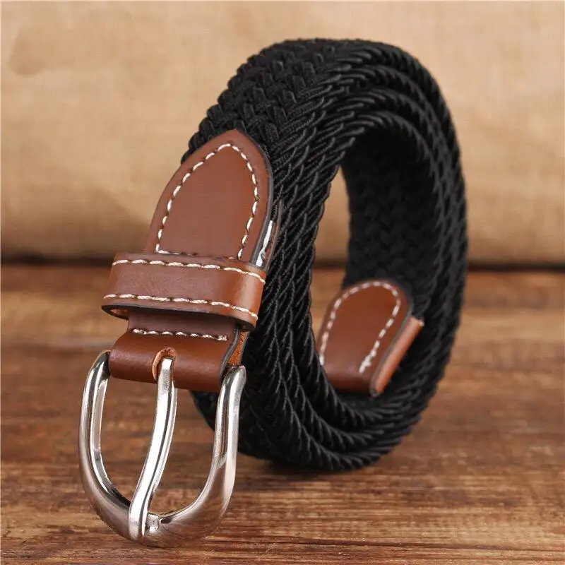 C3 BOKADIAO женский эластичный пояс с пряжкой плетение эластичная ткань пояс 95 см роскошный студенческий Детский пояс джинсы пояс белый ремень - Цвет: C3