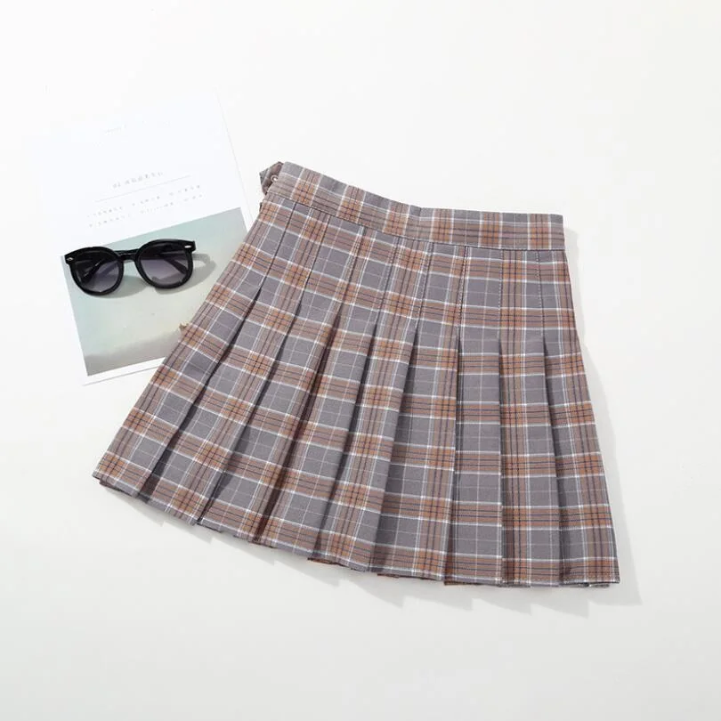 grey girls skirt От 2 до 14 лет Детская одежда для школьниц детская плиссированная клетчатая юбка одежда для малышей и подростков юбки трапециевидной формы для больших девочек JW3599 - Цвет: grey girls skirt