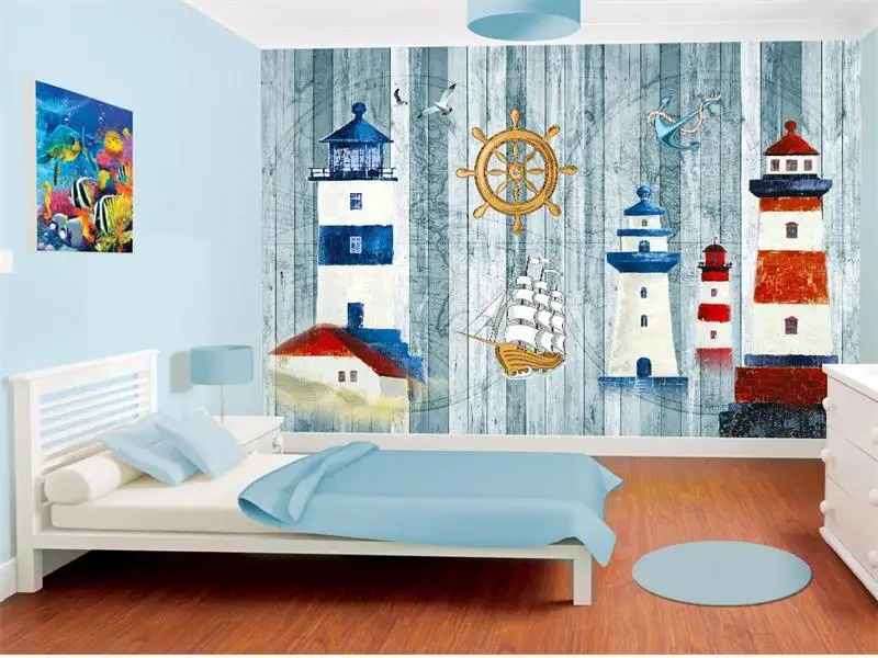 Пользовательские 3d фото обои детская комната росписи мультфильм Маяк море