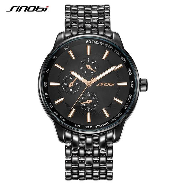 Black RoseGold Men SINOBI Роскошные Брендовые Часы для мужчин и женщин часы из нержавеющей стали Кварцевые часы Женева Пара часы подарок для мужчин s Дамы Relogio - Цвет: Black RoseGold Men