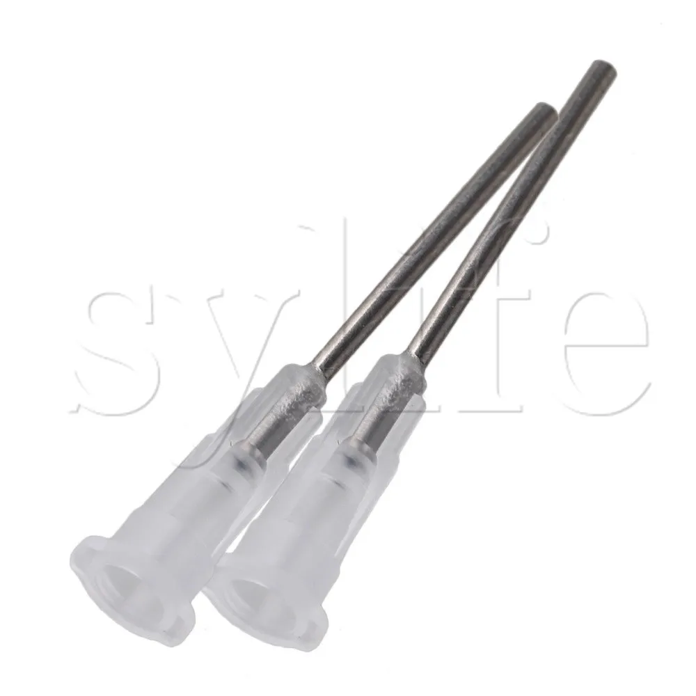

100xTransparent 1 Inch 17Ga Steel Dispensing Blunt Needle with Stuck Connector
