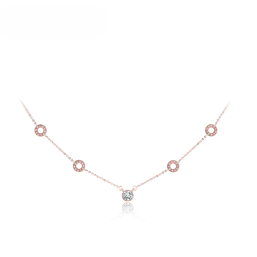 Rose Gold YiKLN классический нержавеющая сталь 5 шт. круги CZ Кристалл колье-ошейник золотой цвет милый Свадебные подвески для женщин N17013 - Окраска металла: Rose Gold