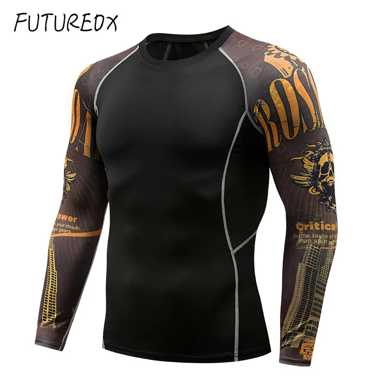 Мужская футболка с длинным рукавом 3D Подростковая из Джерси для фитнеса Рашгард