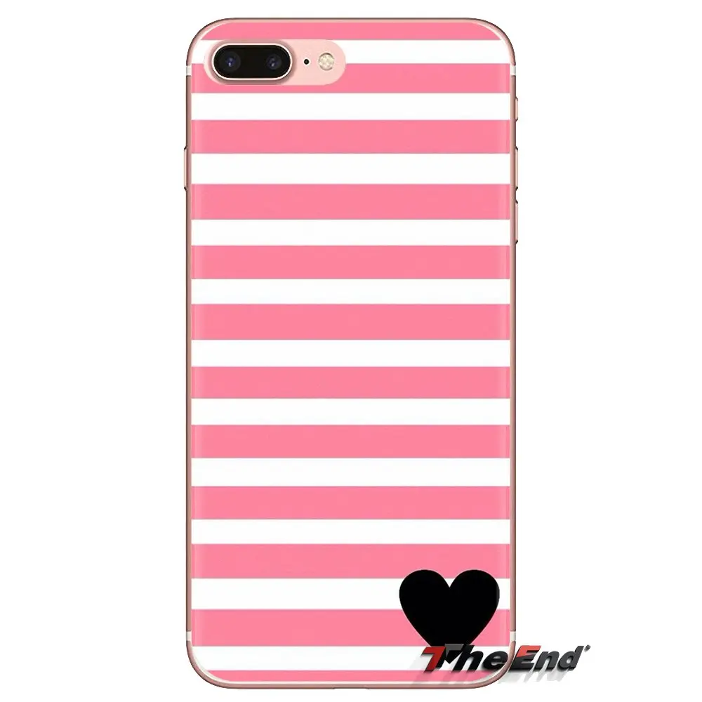 Pink Rose Heart With Stripes Cell Phone Case Cover For LG G3 G4 Mini G5 G6 G7 Q6 Q7 Q8 Q9 V10 V20 V30 X Power 2 3 K10 K4 K8 2017 |