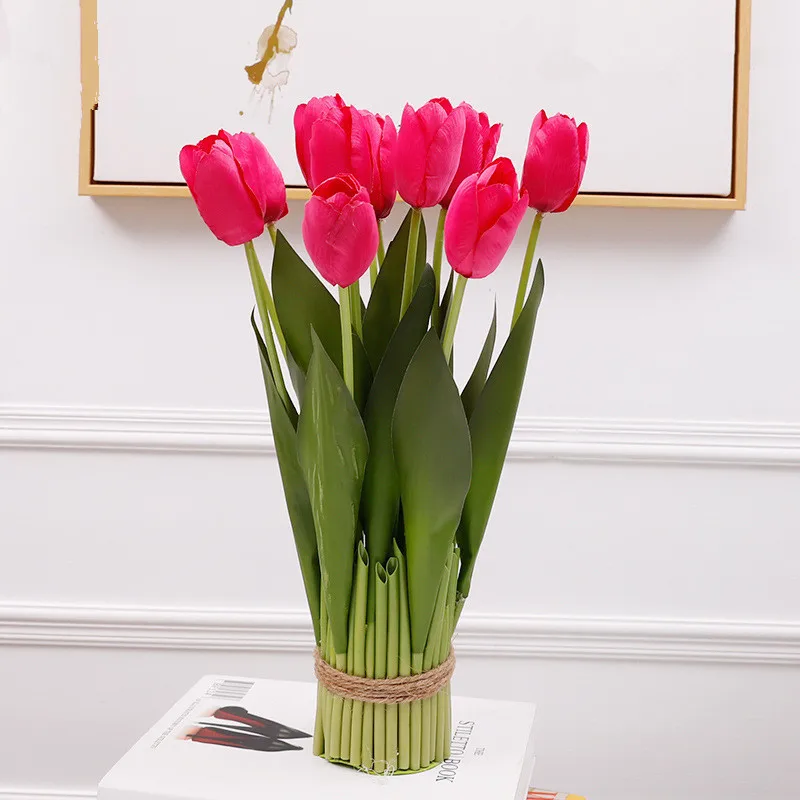 Цветы искусственные тюльпаны искусственные искусственные цветы kunstblumen fleurs artificielles 12 головок горшках Tianshan тюльпан Крытый поддельные цветок ремесло сад дома
