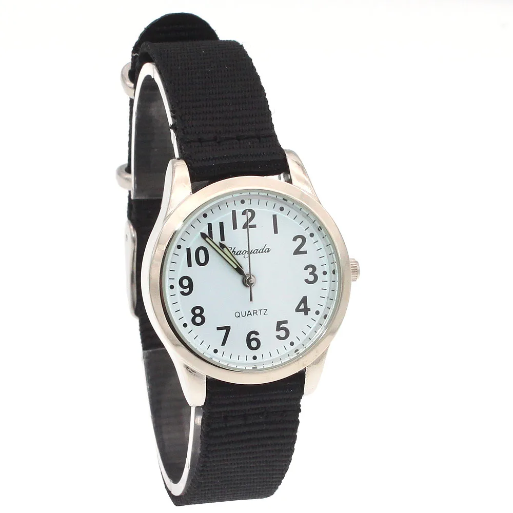 E black strap Простые Дизайнерские кварцевые часы для мальчиков и девочек с цифрами времени, детский репетитор, нейлон, подарок спортивный Dibujos de reloj, часы с нейлоновым ремешком для женщин - Цвет: E black strap