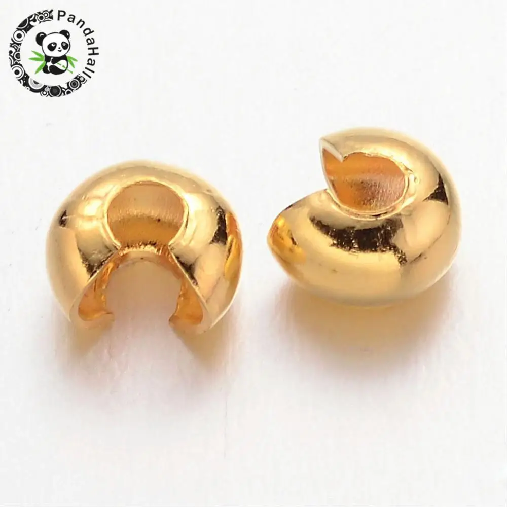 100pcs 4mm Iron Crimp Beads Covers Golden Silver Color Cadmium Free &amp Nickel Lead Hole: 1.5~1.8mm | Украшения и аксессуары