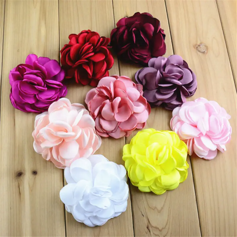 New Brand 15Pcs/lot About 3.15&quot 27Colors DIY Hand Baked Edge Chiffon Flowers For Baby Headband Hair Clip Accessories BB54 |