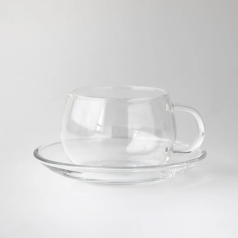 

MUZITY Glass Coffee Cup and Saucer Sets Transparent Tea Cup Set with 304 Stainless Steel Spoon