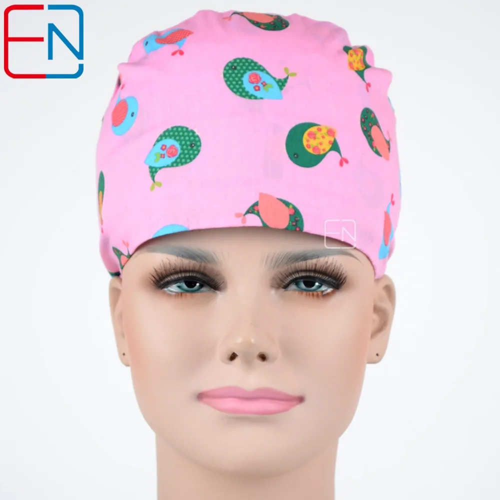 

flowers pattern scrub caps for long hair Chhnang