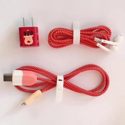 Кабель намотки мультфильм USB протектор для кабеля передачи данных набор с наклейки для зарядного устройства Спиральный шнур протектор для iphone - Цвет: style10