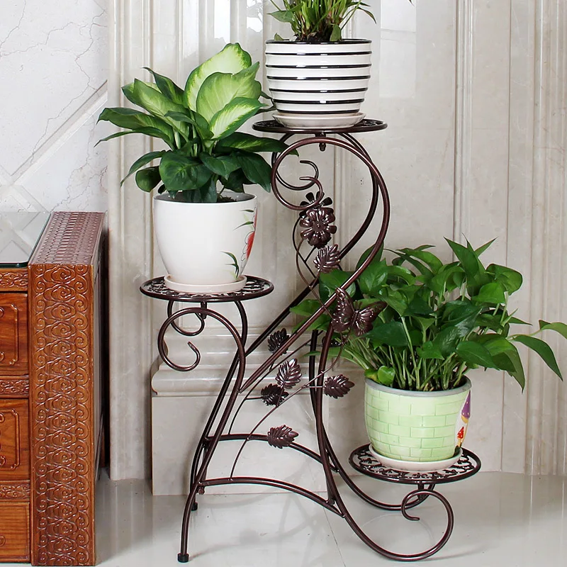 Европейский Железный цветочный горшок мульти балкон напольная полка для