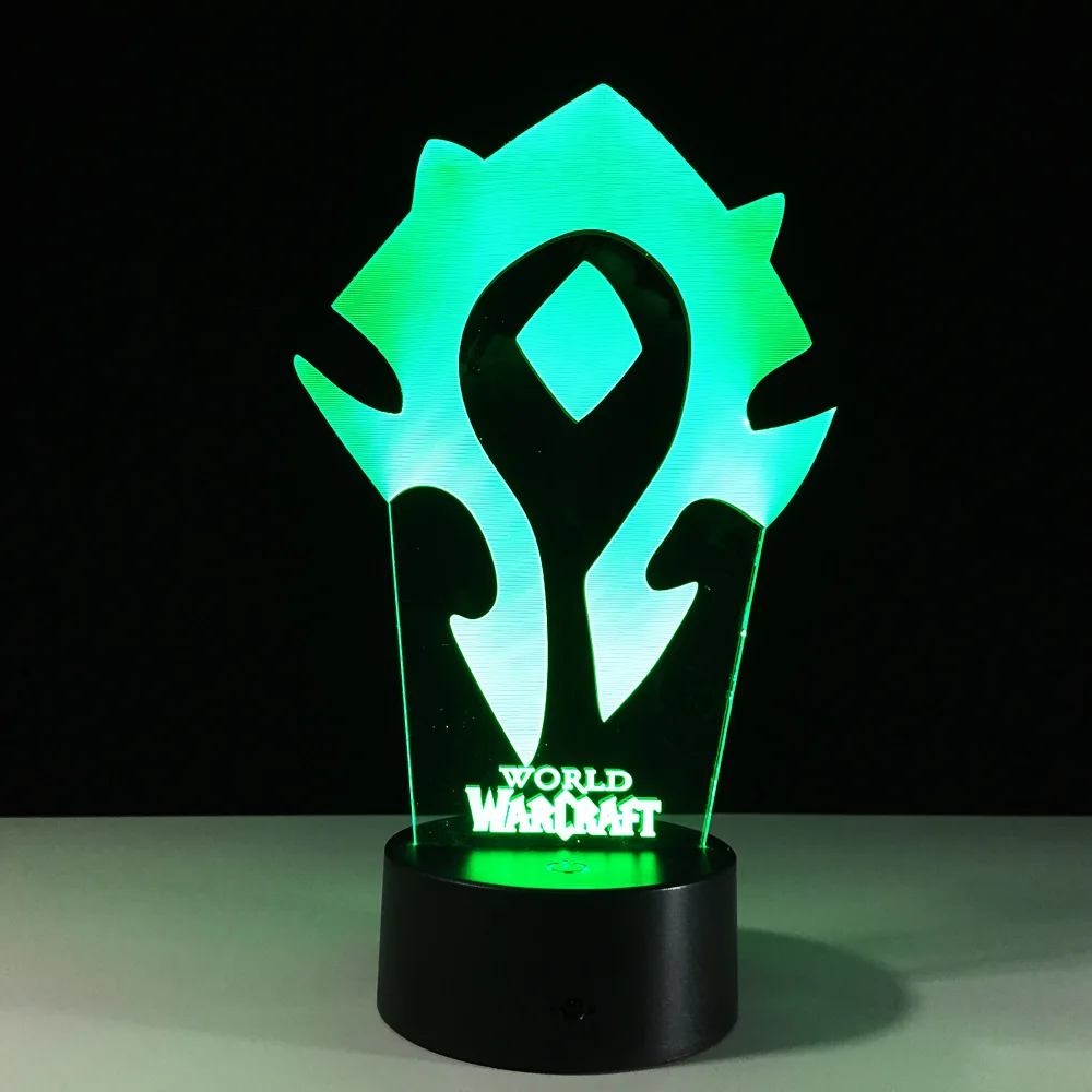 3D Иллюзия WOW World of Warcraft LED Настольная лампа светильник 7 Цвет ночной Светильник