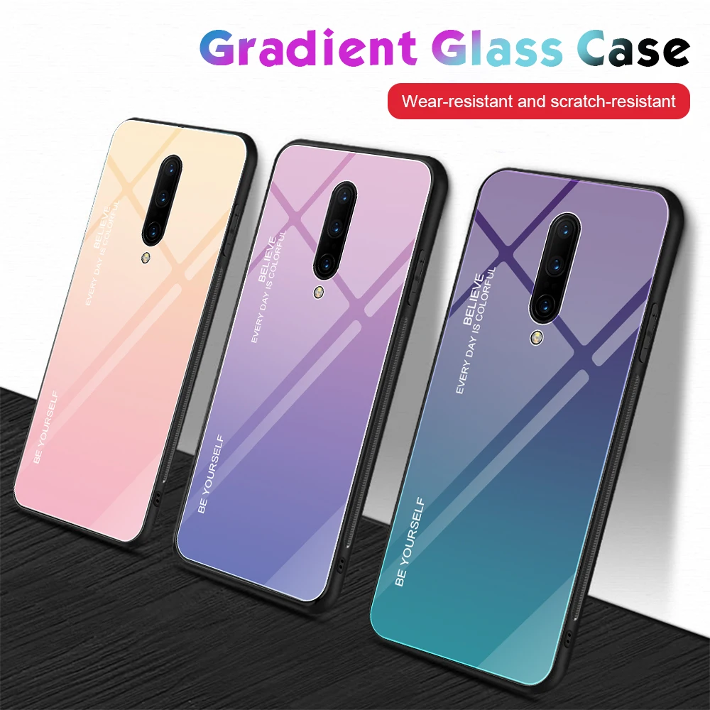 Чехол Haissky с градиентом из закаленного стекла для Oneplus 7 Pro защитный чехол задней