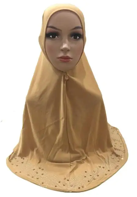 Camel Одна штука Amira хиджаб ниндзя мусульманский женский платок на голову исламский шейный платок на грудь накидка полное покрытие шапочка для молитвы Стразы тюрбан - Цвет: Camel